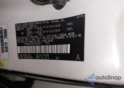 2014 Toyota Sienna Limited 7 Passenger из США, поврежденный, VIN 5TDDK3DC8ES090861